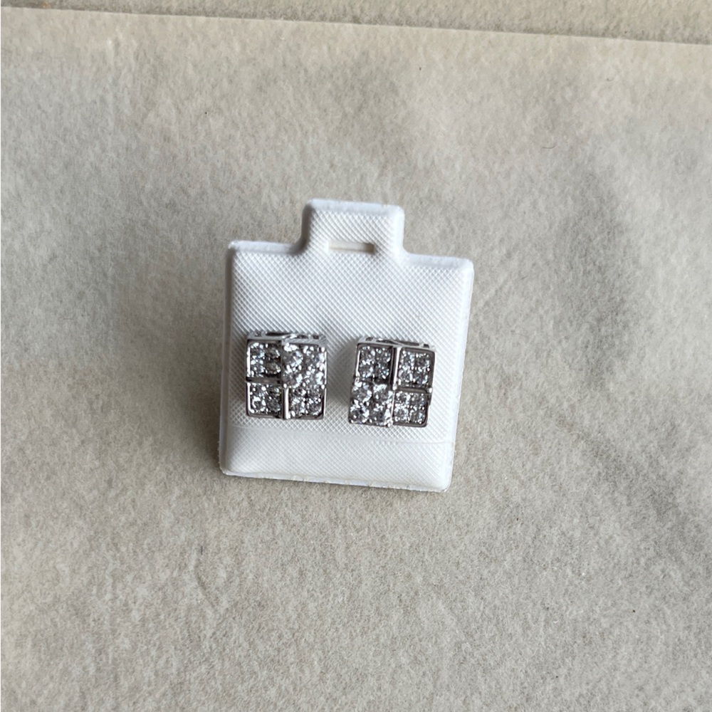 Silver Gold Plated Square Stud Earrings